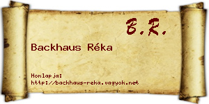 Backhaus Réka névjegykártya