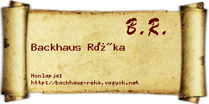 Backhaus Réka névjegykártya